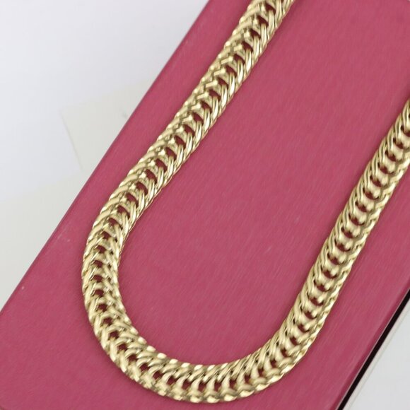 Gold Finish Wide Link Stainless Steel Chain Necklace – 60 CM, THJWEL013 - Picture 1 of 12